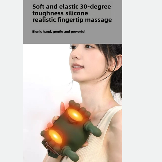 Luliqua NeckEase soft and elastic 30-degree toughness silicone realistic fingertip massage - bionic hand gentle and powerful with orange infrared heat pads glowing for deep tissue relief