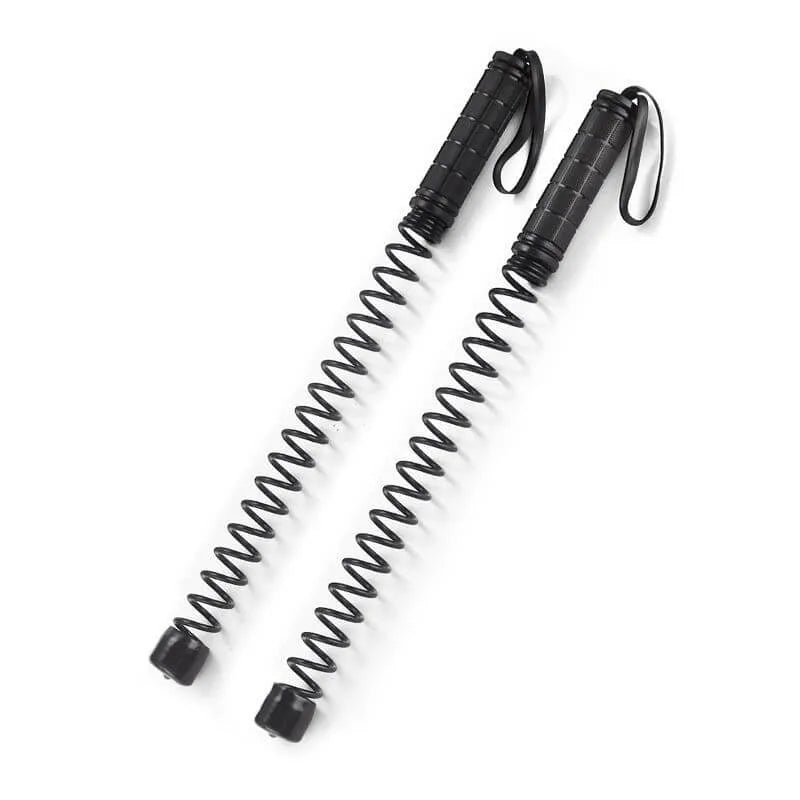 Luliqua PowerRope black spring cordless battle ropes pair - textured handles with wrist straps and black coil spring design for resistance training
