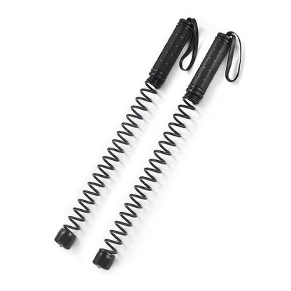 Luliqua PowerRope black spring cordless battle ropes pair - textured handles with wrist straps and black coil spring design for resistance training