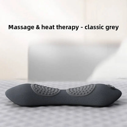 Massage and heat therapy pillow in classic grey on a light background