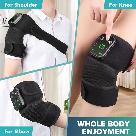 Luliqua ShoulderRelief whole body enjoyment - versatile black heated massager for shoulder, knee, and elbow with LED display showing 29, adjustable straps and honeycomb mesh fabric for multi-purpose pain relief therapy