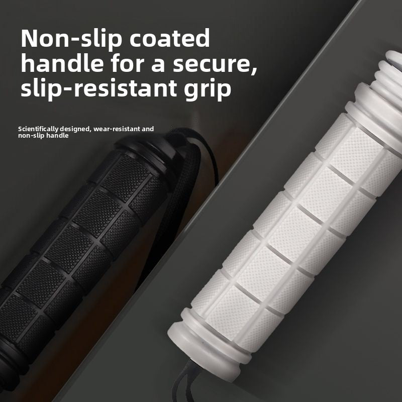 Luliqua PowerRope non-slip coated handles - scientifically designed wear-resistant textured grip in black and white for secure slip-resistant hold during intense workouts