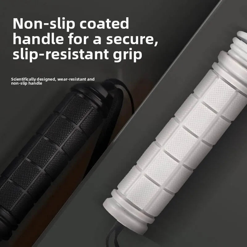 Luliqua PowerRope non-slip coated handles - scientifically designed wear-resistant textured grip in black and white for secure slip-resistant hold during intense workouts