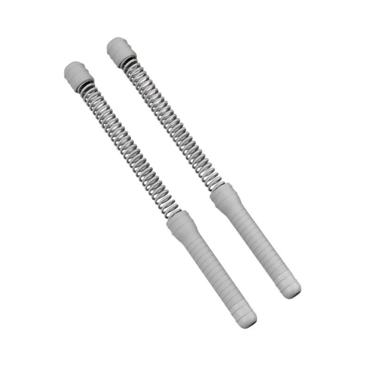 Luliqua PowerRope light gray cordless battle ropes pair - foam handles with silver spring coil design for portable weighted training