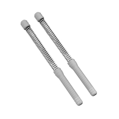 Luliqua PowerRope light gray cordless battle ropes pair - foam handles with silver spring coil design for portable weighted training