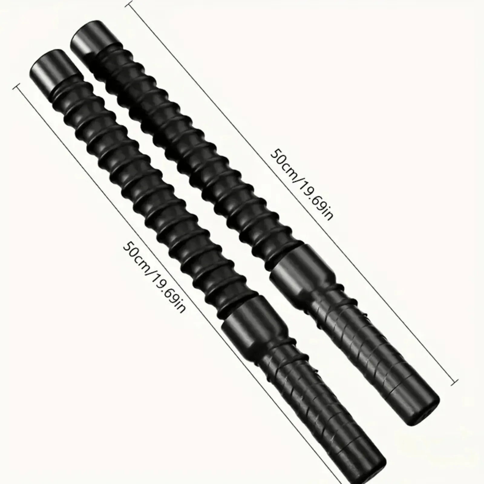 Luliqua PowerRope black 50cm cordless battle ropes dimensions - 19.69 inch length with ribbed handles and textured grip for full body workout training