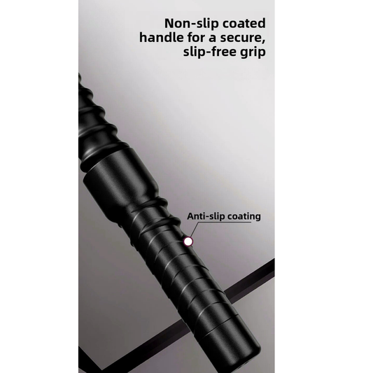 Luliqua PowerRope black non-slip coated handle closeup - anti-slip coating with ribbed texture for secure slip-free grip during intense training sessions