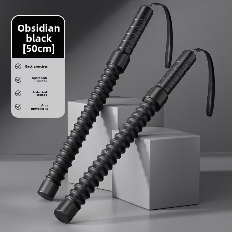 Luliqua PowerRope obsidian black 50cm cordless battle ropes - ribbed design with wrist straps for back exercises, upper body exercise, abdominal exercise, and arm movement training