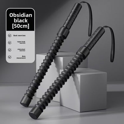 Luliqua PowerRope obsidian black 50cm cordless battle ropes - ribbed design with wrist straps for back exercises, upper body exercise, abdominal exercise, and arm movement training