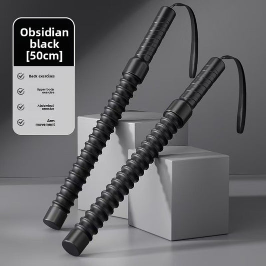 Luliqua PowerRope obsidian black 50cm cordless battle ropes - ribbed design with wrist straps for back exercises, upper body exercise, abdominal exercise, and arm movement training