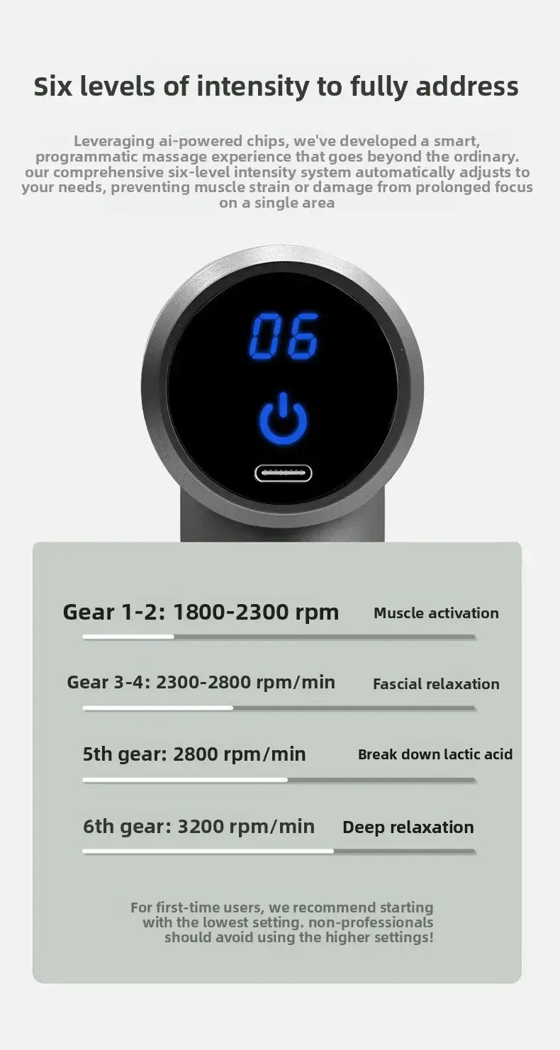 Digital display with settings for a massage device | Best Mini Portable Massage Gun for Muscle Recovery | Quiet & Compact