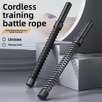 Luliqua PowerRope cordless training battle rope - unisex fitness tool with weighted handles, black ribbed and silver spring design, comprehensively improve bodily functions for portable home workout