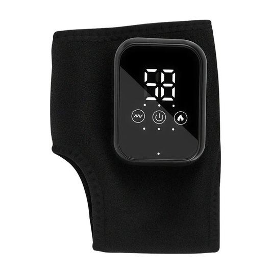 Luliqua AnkleRelief ankle massager with touch screen control panel - LED display showing temperature 58°C with vibration, power, and heating control buttons