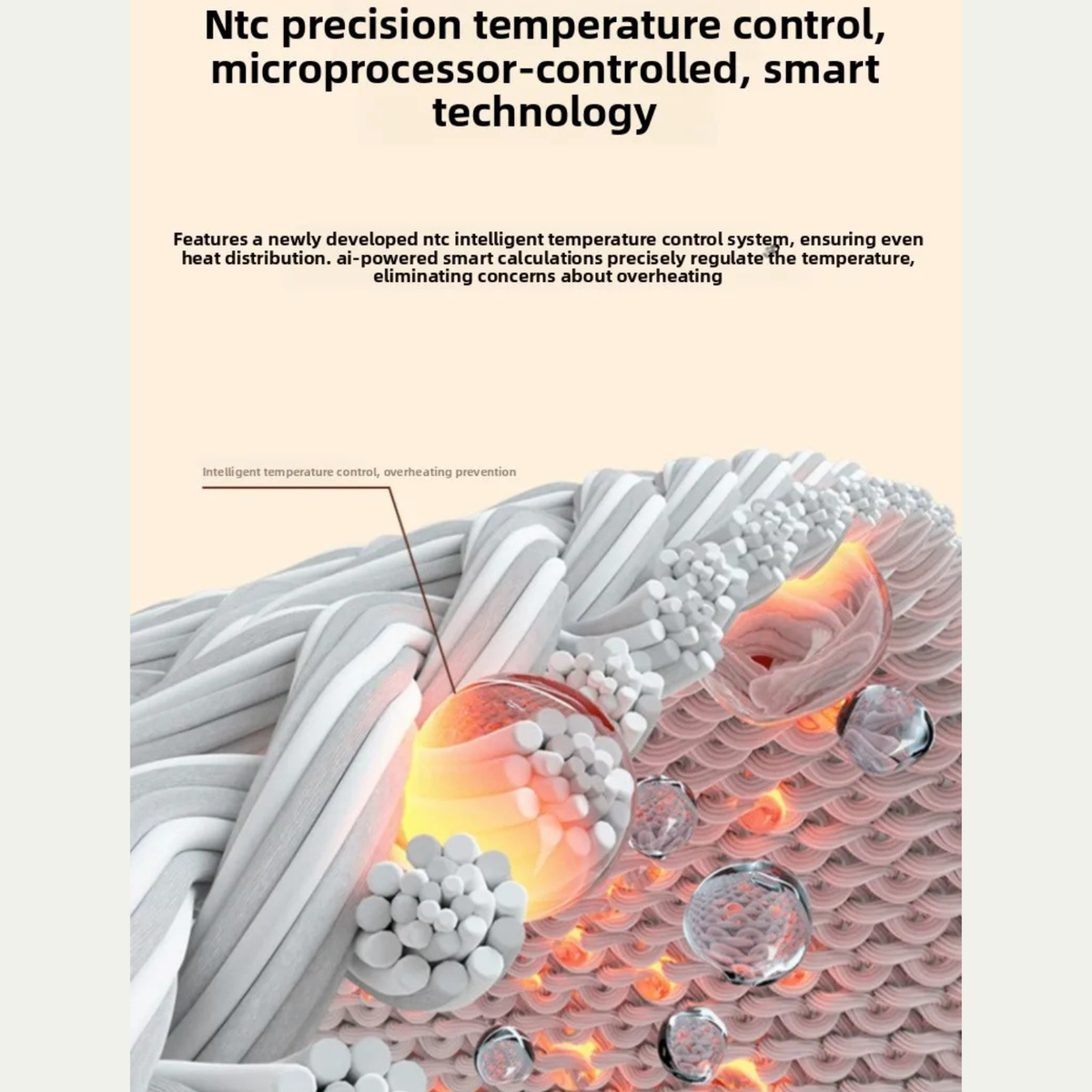 Luliqua KneeRelief NTC precision temperature control microprocessor-controlled smart technology - intelligent temperature control system with AI-powered calculations ensures even heat distribution, overheating prevention with orange infrared heat visualization on fabric layers