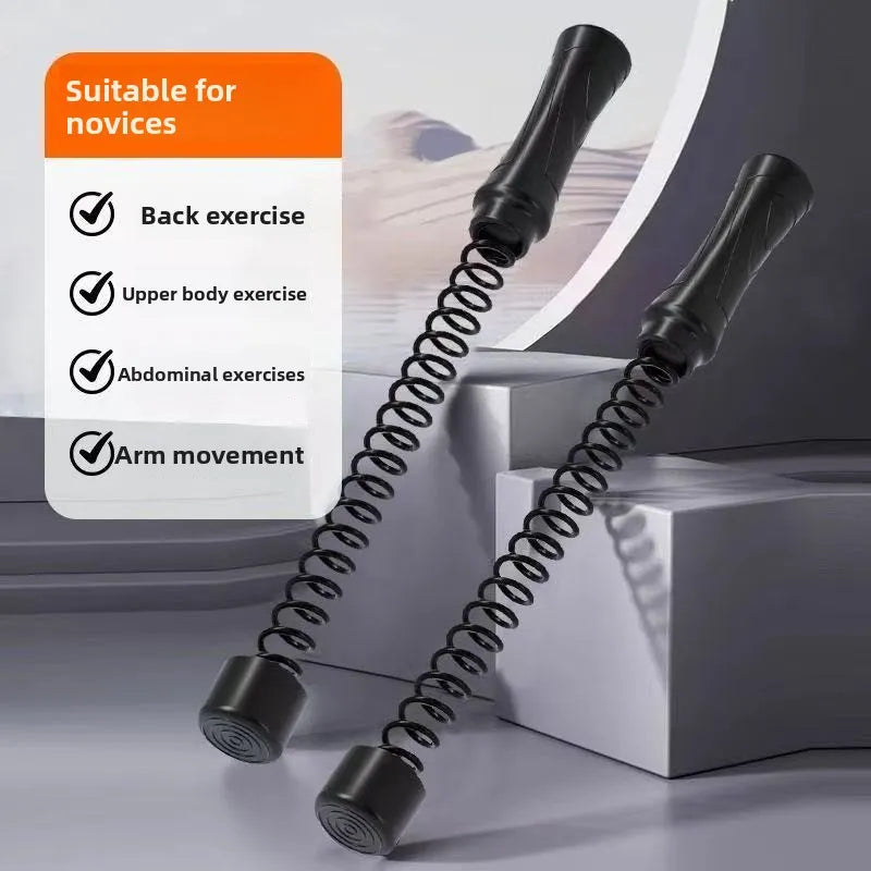 Luliqua PowerRope suitable for novices - black spring cordless battle ropes for back exercise, upper body exercise, abdominal exercises, and arm movement training with weighted handles