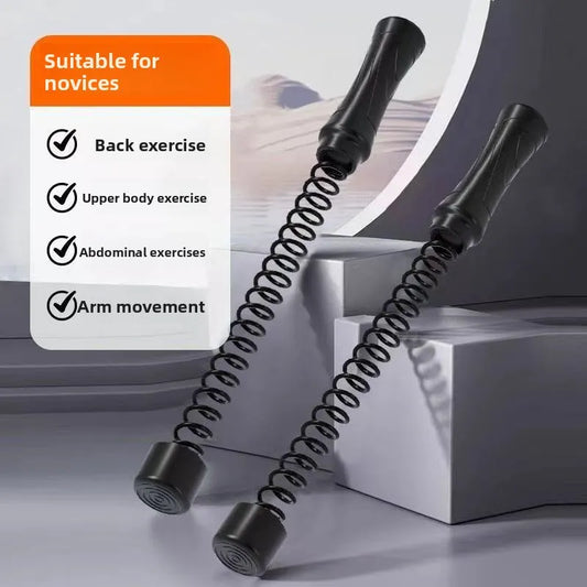 Luliqua PowerRope suitable for novices - black spring cordless battle ropes for back exercise, upper body exercise, abdominal exercises, and arm movement training with weighted handles