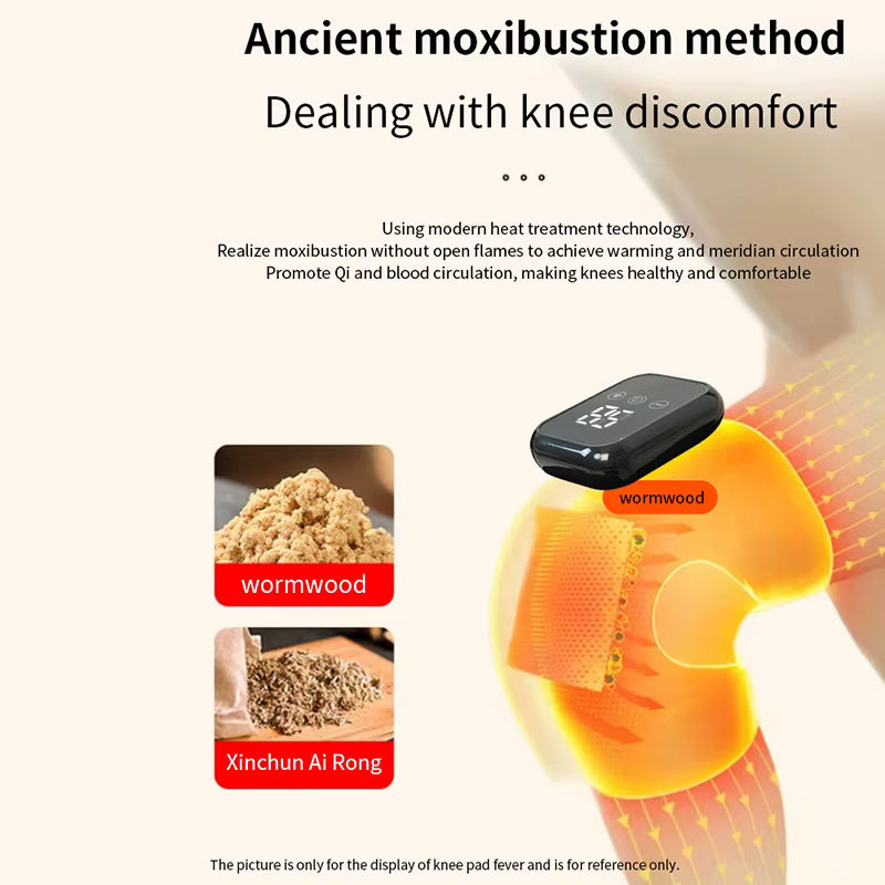 Luliqua moxibustion knee therapy device - ancient Chinese medicine method modernized, flameless heat treatment with wormwood and mugwort essence, infrared warming promotes meridian circulation and Qi blood flow, relieves knee discomfort pain, safe modern technology replaces traditional open flame moxibustion