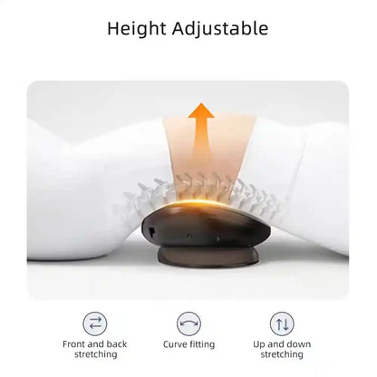 Luliqua TractionRelief multi-directional adjustable lumbar device - height adjustable with vertical control, front and back stretching for forward-backward traction, curve fitting for spinal adaptation, up and down stretching for personalized decompression, golden heat therapy, customizable positioning for all body types