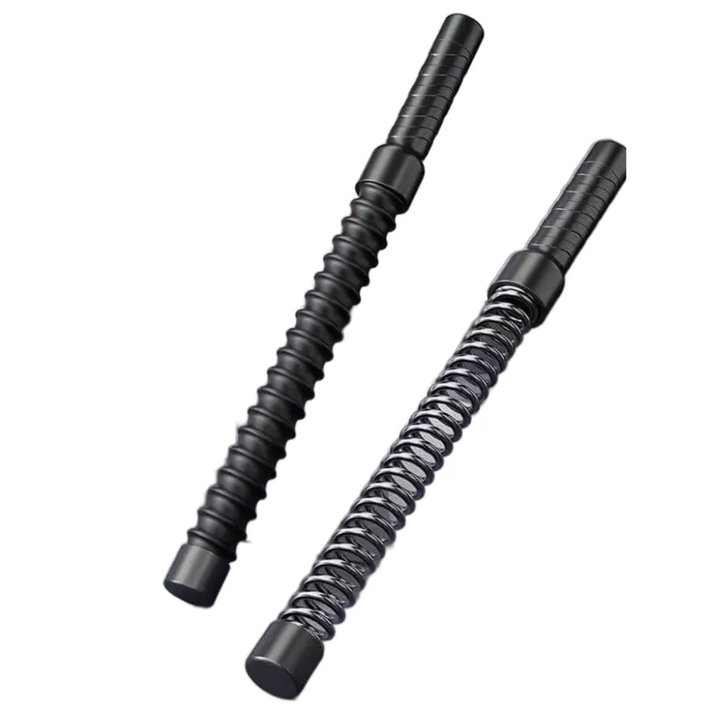 Luliqua PowerRope black spring cordless battle ropes pair - textured handles with wrist straps and black coil spring design for resistance training