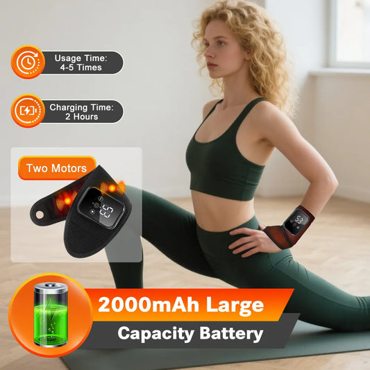 Luliqua WristRelief cordless wrist massager with 2000mAh rechargeable battery - 4-5 uses per charge, 2 hours charging time, dual motors for compression massage during yoga and exercise