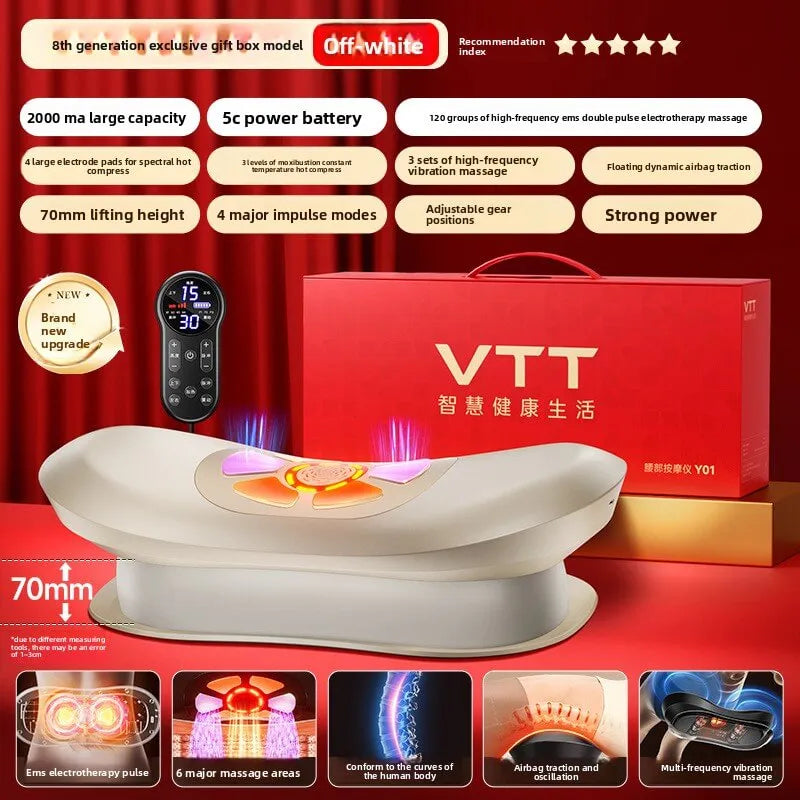 VTT electronic device with red box and feature text on a red background